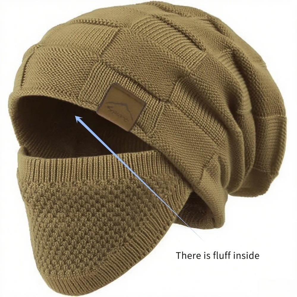 Soft Winter Beanie Cap Thick Warm Face Mask Set Casual Slouchy Hat for Winter Cycling Skiing