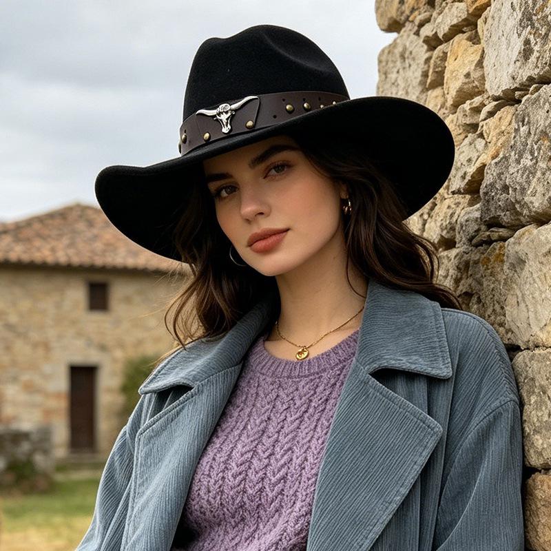 Vintage Cowboy Style Suede Hat Unisex Autumn Winter Outdoor Travel Jazz Hat