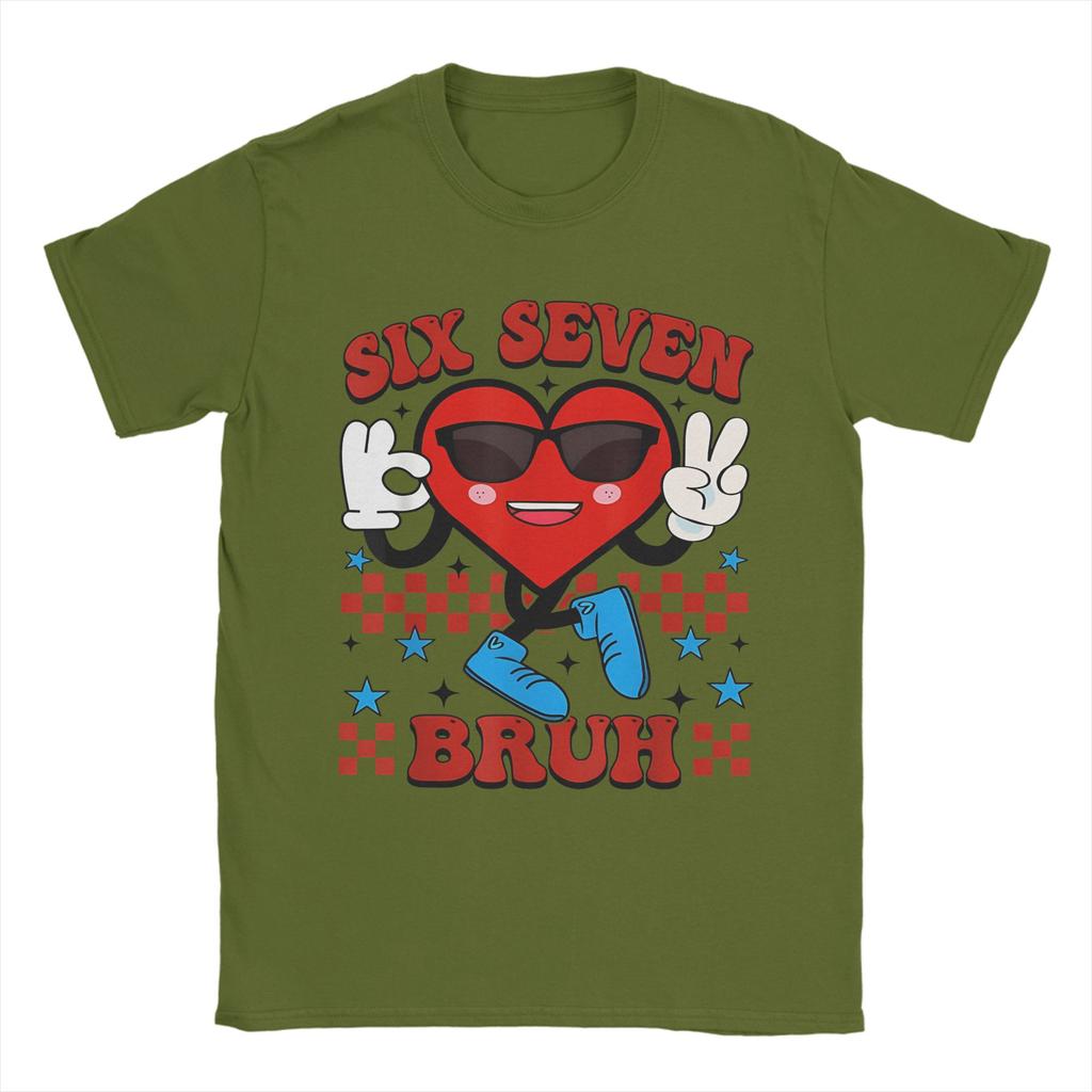Vintage Six Seven Bruh 67 Meme Valentines Day TShirt for Men Crew Neck 100 Cotton T Shirt Short Sleeve Tees New Arrival Tops