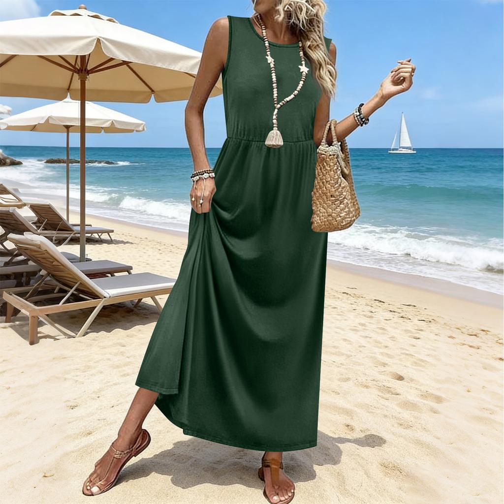 Summer Dresses For Women  Maxi Dresses Long Flowy A Line Sleeveless Sundresses With Pockets