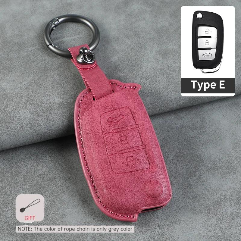 Leather Car Key Case Cover Holder Keychain Protector Shell for Geely GX3 EC7 EC8 GC6 EC715 EC718 Emgrand7 EU7 EC7 RV EC718 RV Ke
