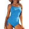 CHARMLEAKS Costumi da bagno interi a coste per donna, costumi da bagno con laccetti laterali e scollo alto, monokini imbottiti
