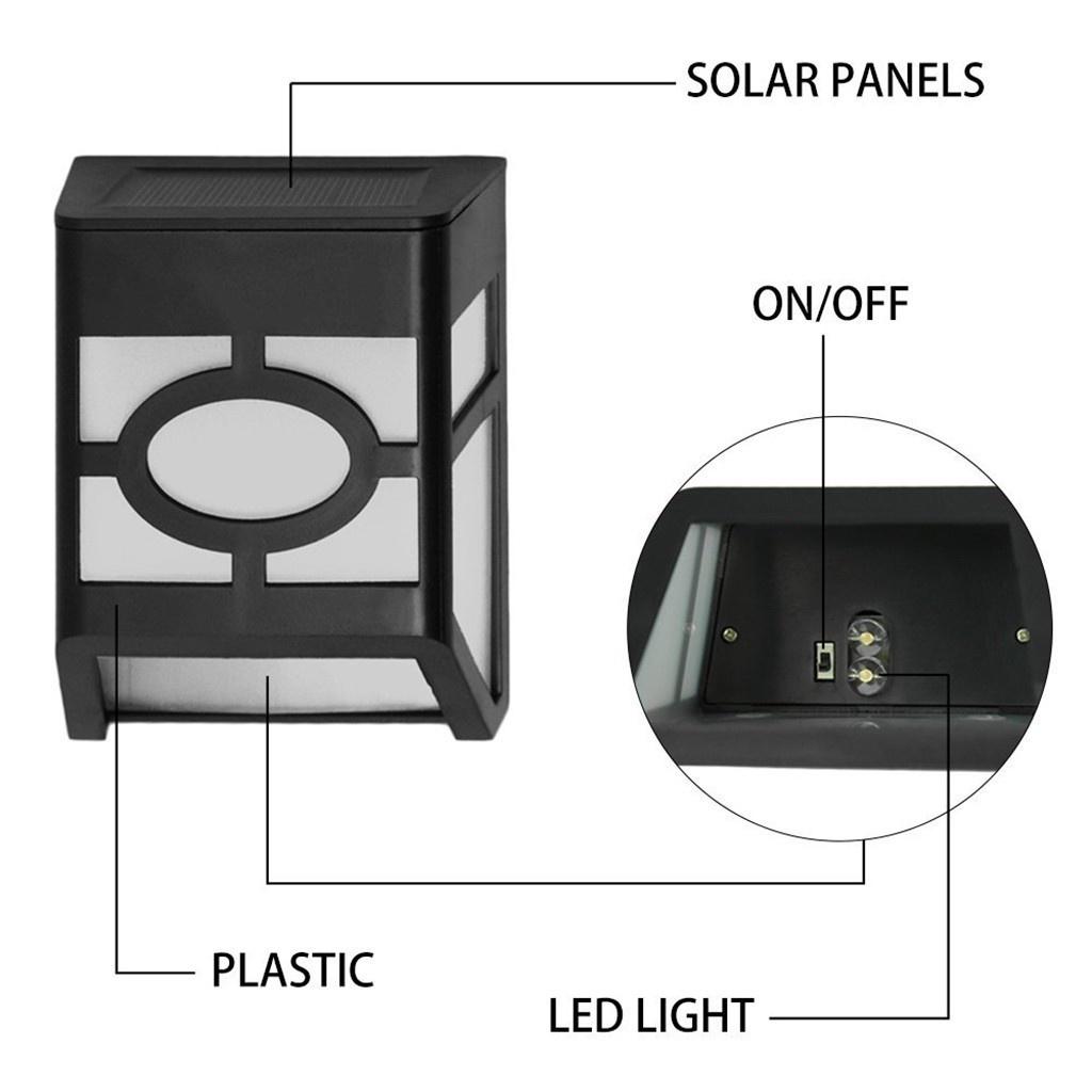 Solar Fence Lights Outdoor, 2 LED Wall Lights Retro Style Lamp Lights Waterproof  for Deck Fence Patio Front Door Stair Landscape Yard