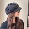 Boina octogonal con tapa de nube elegante, gorra de mujer versátil y cómoda de ala corta de Color sólido para Otoño/Invierno