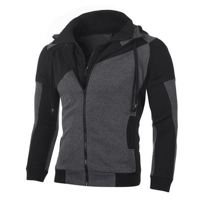 New Men's Personalized Color Blocked Double-layer Zipper Hooded Cardigan Slim Fit Sweatshirt