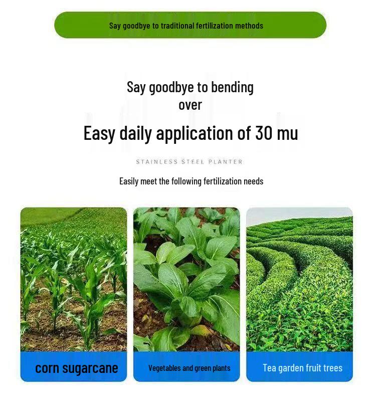 Stainless Steel Manual Corn Fertilizer Applicator for Soil Topdressing and Sidedressing