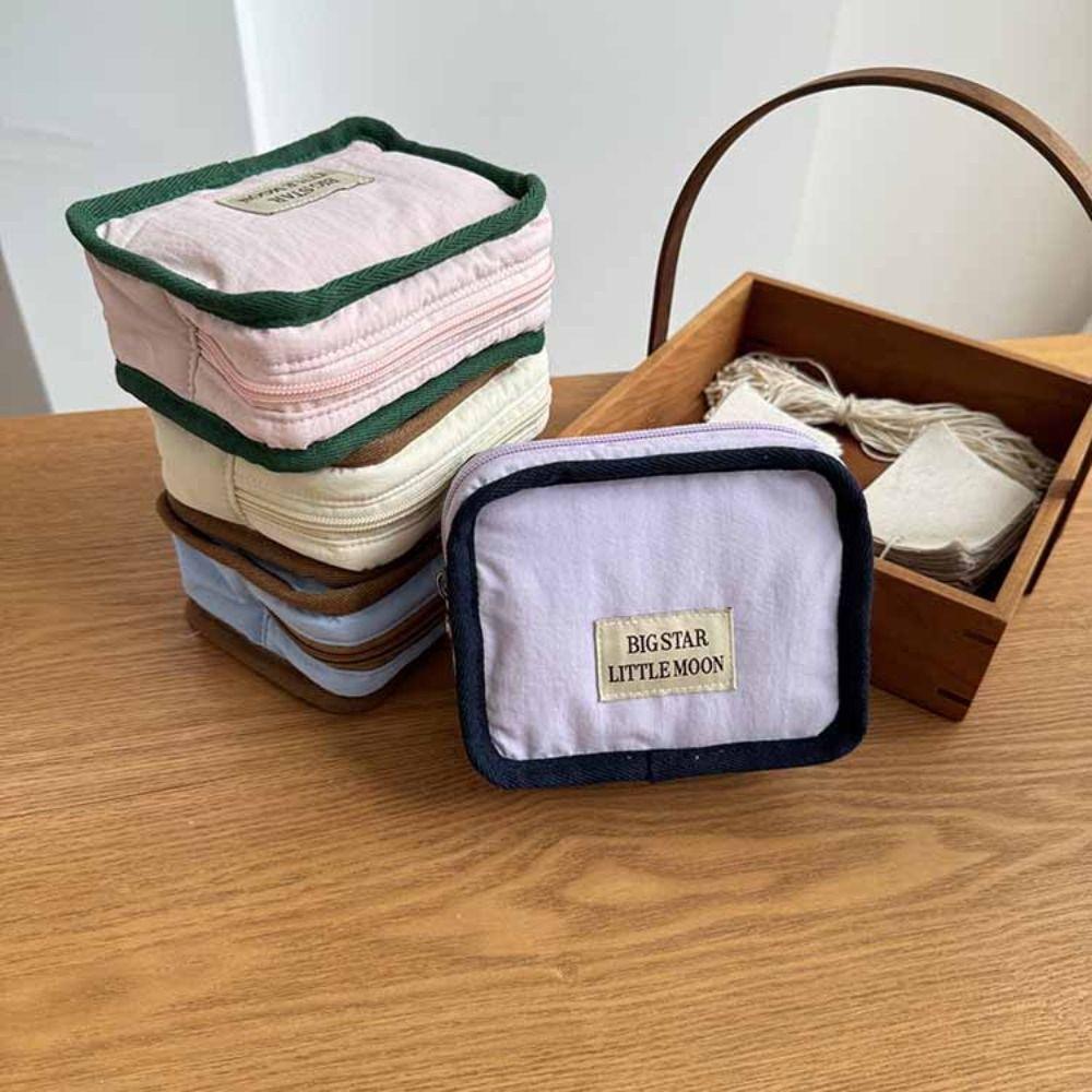 Korean Style Contrast Color Cosmetic Bag Portable Sanitary Napkin Storage Bag  Napkin Towel