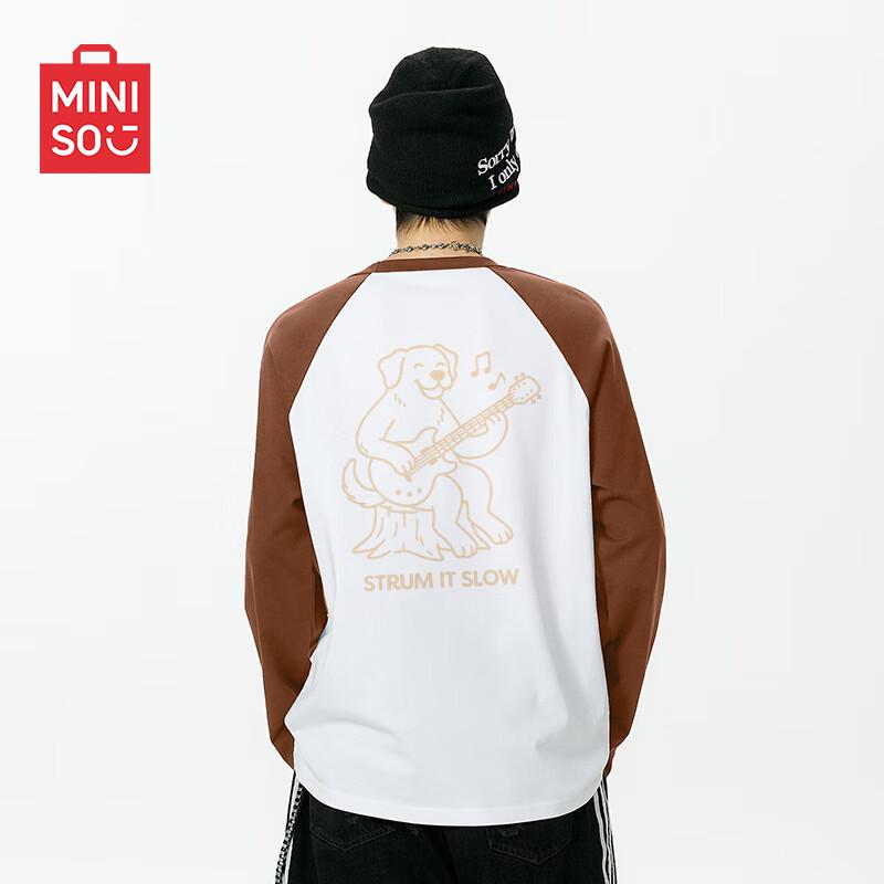 MINISO Men s Pure Cotton Raglan Long Sleeve Tee XL