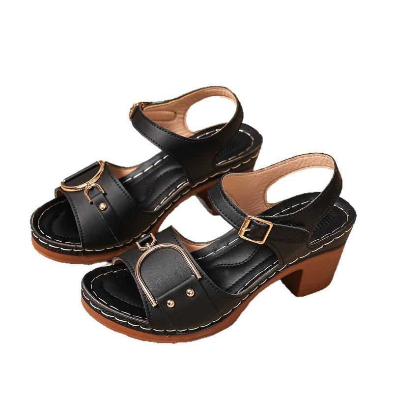 Women's Wide Width Platform Sandals, Single Buckle Wedge Heels, Wholesale Summer Slides for Women