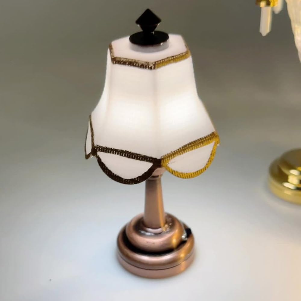 Moin Moin Miniature Scale Really Lighted Stand Lamp Light Doll Furniture Fabric Cloth Accessories Bedside Night Lamp 2410mini56 1/6 16