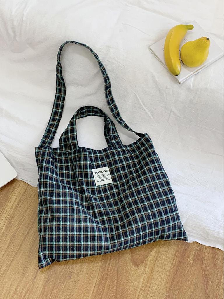 Korean Retro Plaid Women’s Crossbody Bag: Lightweight, Breathable Shoulder Tote with Large Capacity