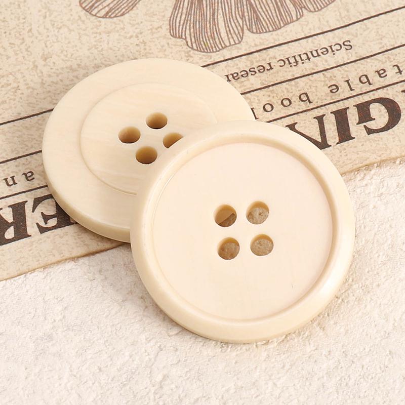 Versatile Beige Resin Coat Buttons: Summer Wear Woolen Round Four-Hole Design for Men and Women