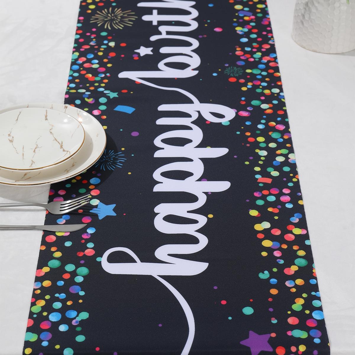 

Дорожка для стола Happy Birthday Party Decoration для детей и взрослых 35x180 см Fireworks Happy Birthday Table Cover Home Party Supplies
