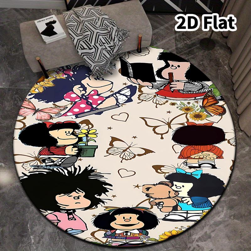 Mafalda Round Area Rug Carpet Rug For Living Room Bedroom Sofa Playroom Decor Nonslip Floor Mat