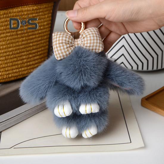 Plüschhase Schlüsselanhänger, pelziger Kunstpelz, Kaninchen-Anhänger, Schlüsselanhänger, weiches Tier-Schlüsselanhänger-Accessoire für Damen, Handtasche, Rucksack, Dekoration