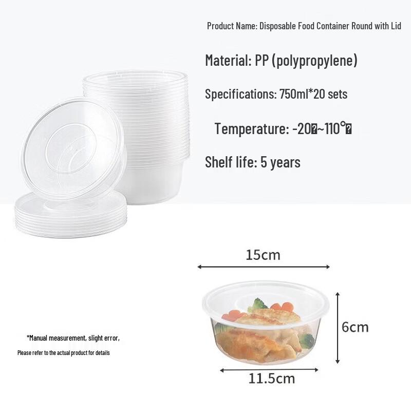 MARYYA Disposable Plastic Food Containers 750ml