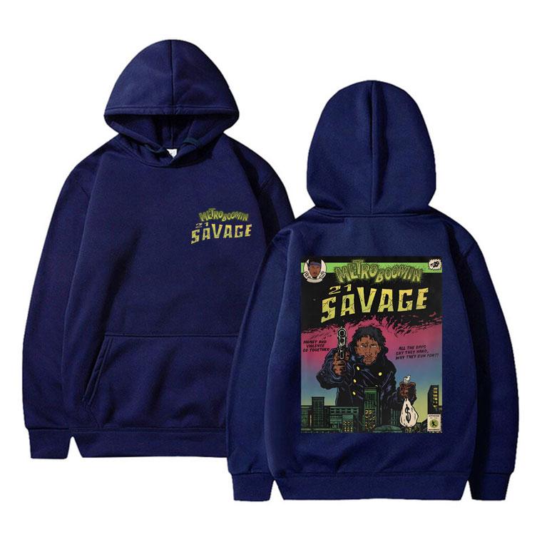 Rapper Metro Boomin 21 Savage Print Hoodie Men's Fashion Clothing Vintage Black Sweatshirt Men Hip Hop Clothes Oversized Hoodies