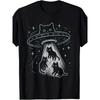 European Sizes Funny Cat UFO Cute Kitty  Aesthetic T-Shirt Men'S Casual Short Sleeve, Comfortable Fit,Crew Neck, All-Season Wear For Men