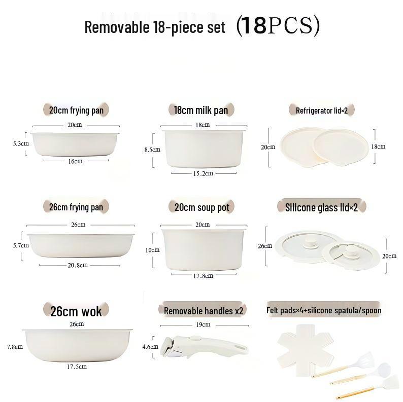 16-Piece Non-Stick Cookware Set with Detachable Handles