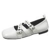 Fashion Retro Ballet Shoes Women's 2025 Summer Cross-buckle Shallow Mouth Square Head Single Shoes Versatile Flat Mary Jane Shoes