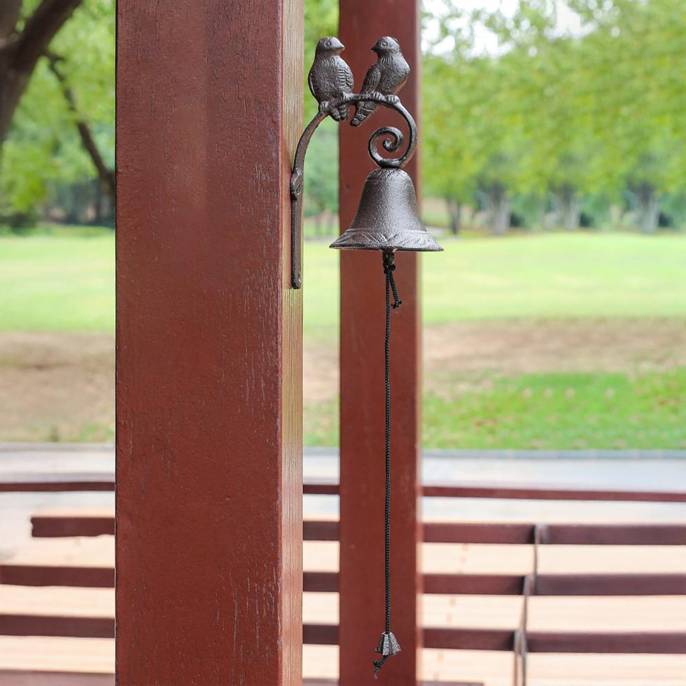 Front Porch Bell Outdoor Bird Bell Rustic Iron Dinner Bell with Bird Design Vintage Wall Mounted for Farmhouse Church Decor