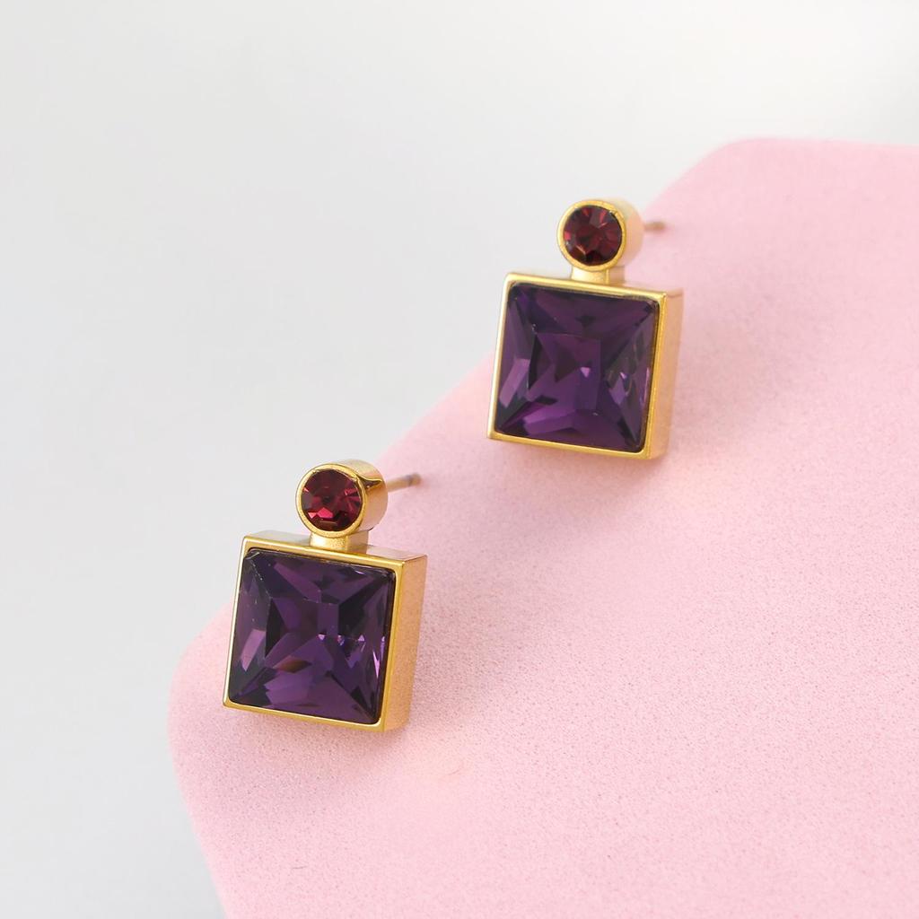 Elegant Square Perfume Bottle Necklace & Exquisite Earrings Set - Niche Design, Fashion-Forward, Unique Personality Jewelry