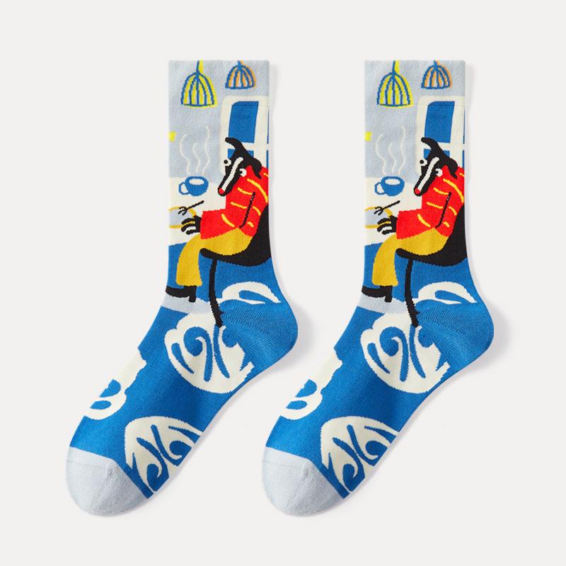 5 Pairs of Female Spring and Autumn Fashion New Sweat Absorbing Dopamine Tube Cotton Socks