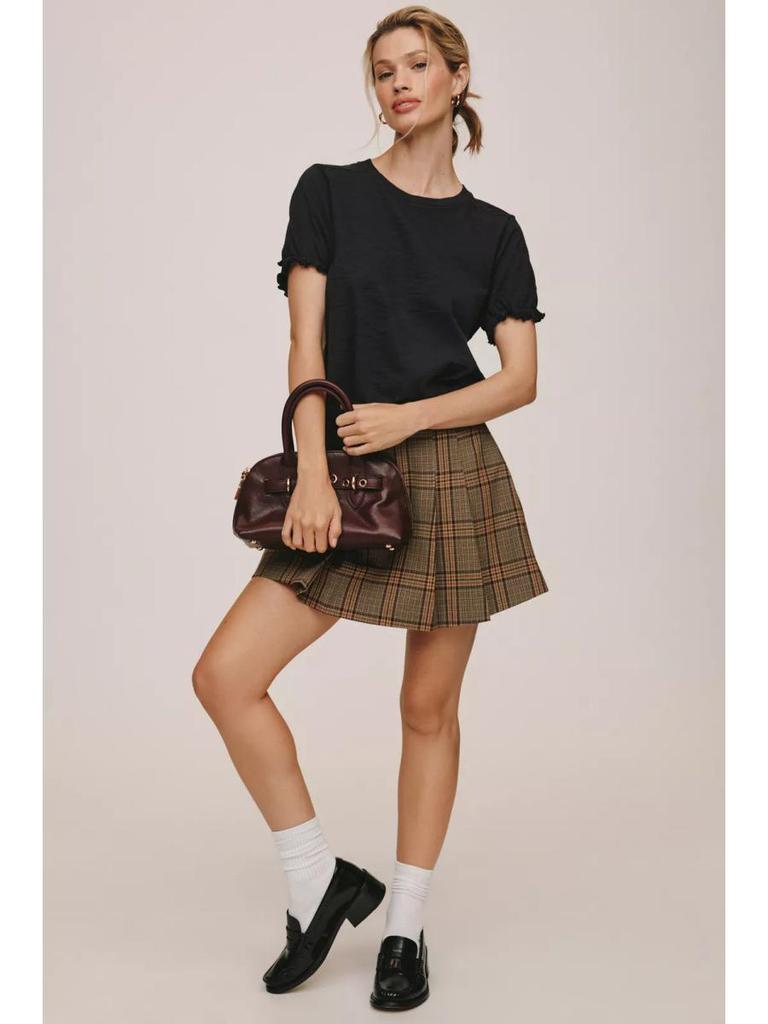 2026 Spring Women's Bubble Sleeve T-Shirt: Short-Sleeve, Solid Color, Round Neck, Skin-Friendly Design.