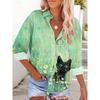Women's Blouse Tops Floral Graphic Cat Elegant Daily Stylish Long Sleeve Shirts Collar Regular Tops Work Daily Buttons Print