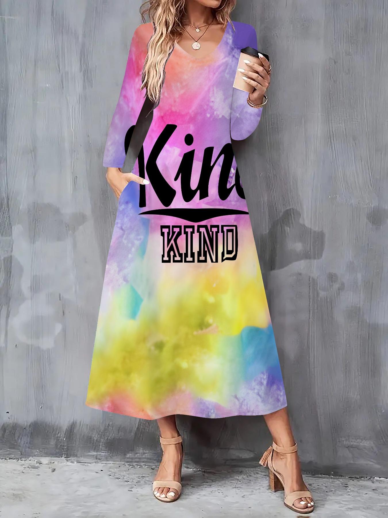 

Нове Жіноче Повсякденне Модне Плаття Осінь-Зима 2025 3D Ретро Принт З Довгим Рукавом V-Подібний Виріз Сукні А-силуету XXL фіолетовий