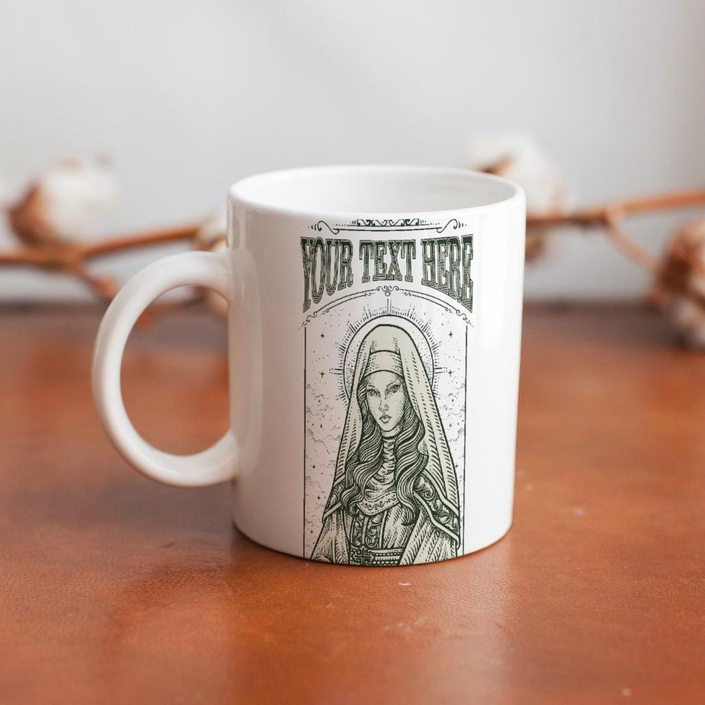 11oz Weiße Keramiktasse mit glatter bedruckter Oberfläche, stilvollem glänzendem Aussehen und hitzebeständiger Konstruktion für tägliche Bürogetränke