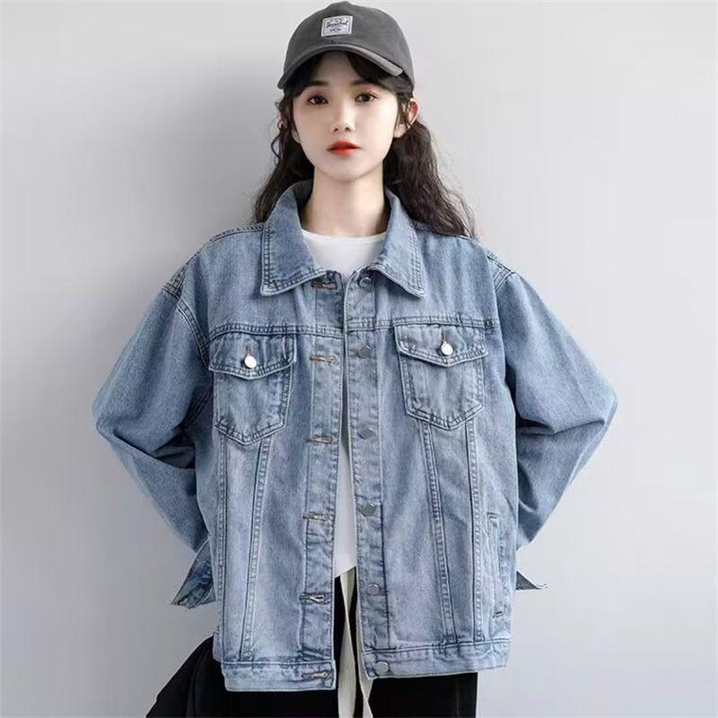 Women's Retro Denim Jacket - Versatile Loose BF Style for Spring & Autumn 2025