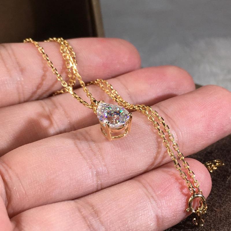 European and American wish simple water drop pear-shaped zircon pendant collarbone chain necklace retro simple jewelry