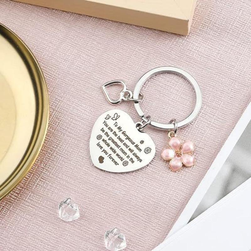 Mothers Day Gift Stainless Steel Keychain Birthday Gift for Mom Christmas Thank You Gift Stainless Steel Keychain for Backpack Bag Pendant