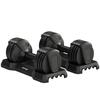 Quick-Adjustable Dumbbells, 5 Levels, 2 X 11 Kg, Safety Lock, Non-Slip Handle, Storage Bases, Black