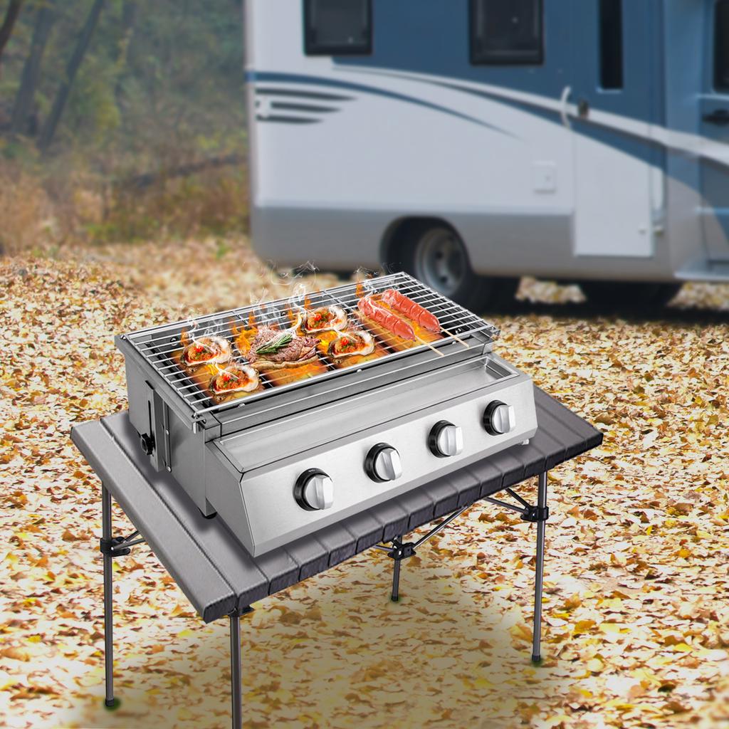 Portable 4 Burner Gas Cooktop BBQ Gas Grill Stove Outdoor LPG Burner Smokeless