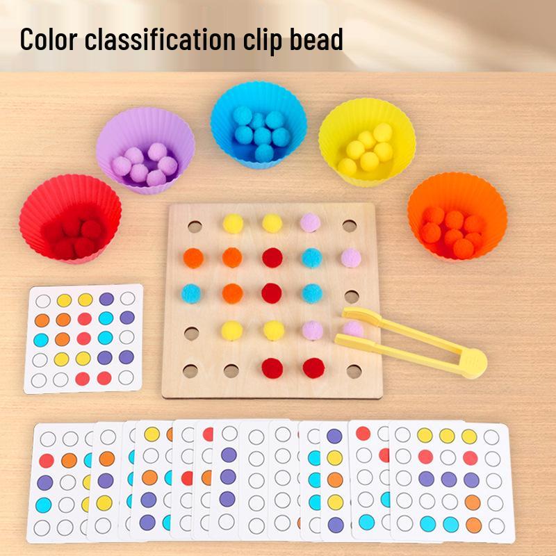 Montessori Color Matching Bead Clamps for Math and Number Recognition Fine Motor Skills Training.