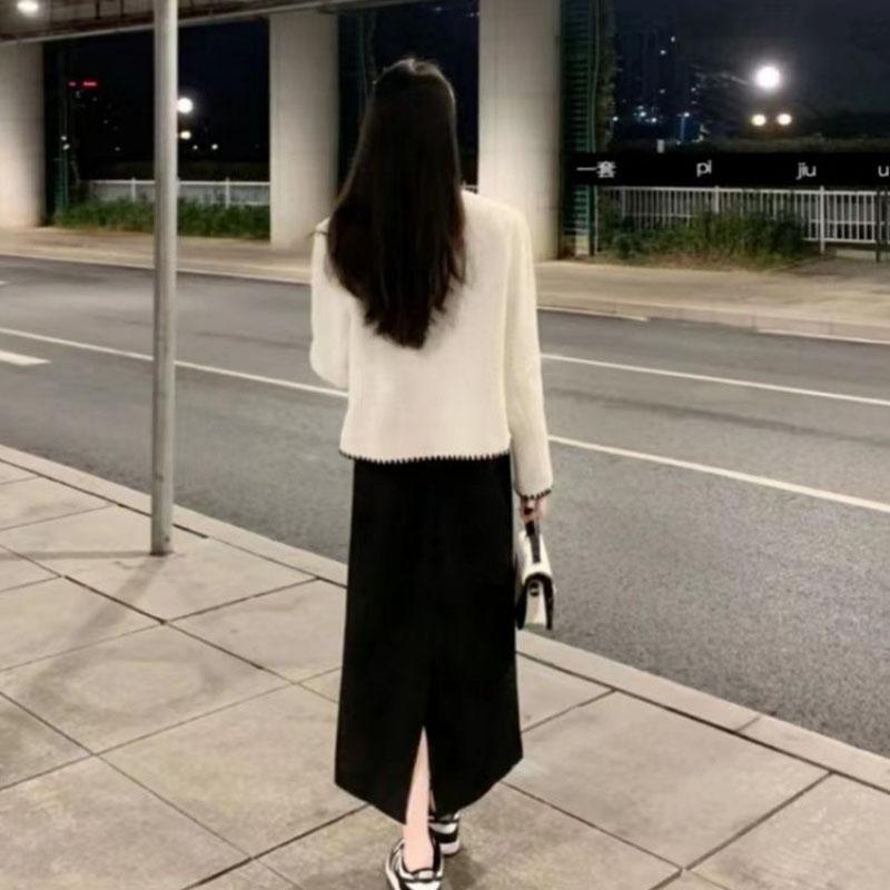 Cardigan Sweater Autumn and Winter Coat Cardigan Knitted High Grade  Fragrant Korean Long Sleeve O Neck Sweater Cardigan Female