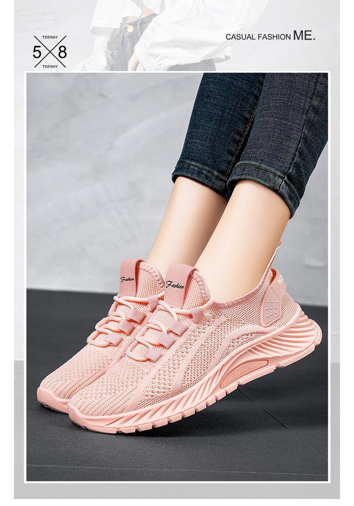 Scarpe Piatte da Donna Traspiranti in Flyknit con Suola Morbida - Scarpe da Corsa Primaverili Casual e Comode