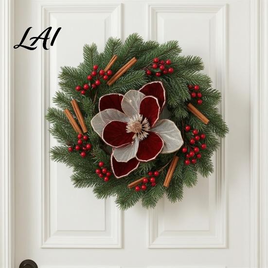 Christmas Magnolia Embellishments Glitter Flower Velvet Artificial Flower Pick for Xmas Tree Floral Arrangements and Vase Faux Stem Ornament Holiday