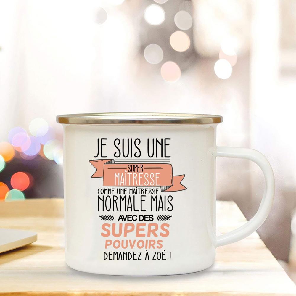 Thank You Mistress Enamelled Mug Gift Idea for Coffee Lover Original Teacher Gift Flowers Pattern The Perfect Teacher's Day Gift