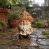 Pastoral Style Outdoor Statue Mushroom Cap Gnome Statue, Resin Garden Figurine, Retro Hand Painted Forest Yard Art Cute Sculpture for Patio