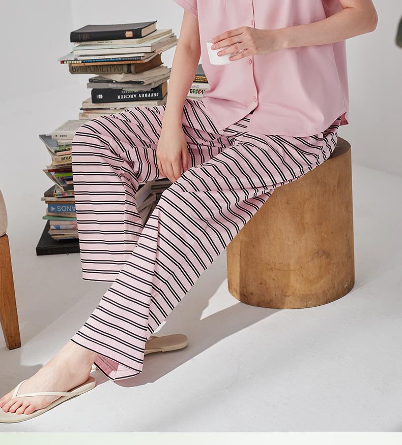 Xuan Liang Sleepwear Women's Summer Thin Cotton Short Sleeved Pants Casual Relaxation Can Be Wearing Outward Large Home Furnishing Set