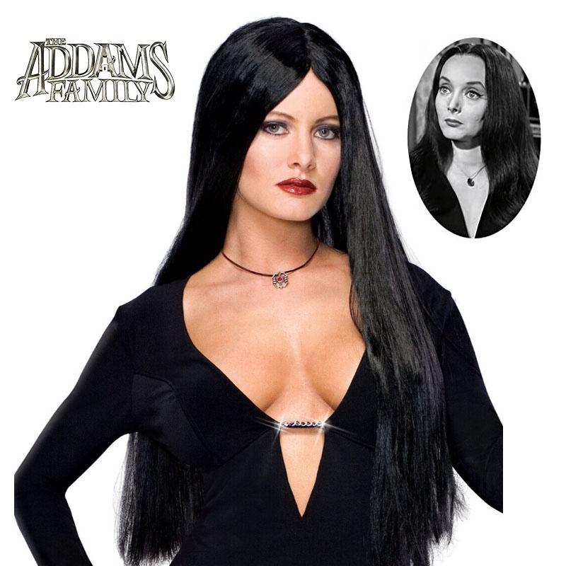 Wednesday Morticia Cosplay Wig Heat-resistant Hairpiece Addam Family Halloween Prop