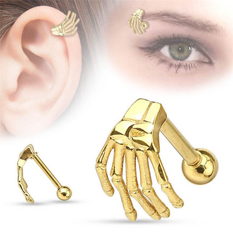 Buy 1Pc Stainless Steel Stud Earring Skeleton Ghost Hand Shape Ear