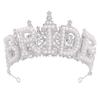 Wedding Decoration White Pearl Letter Crown Shiny Bride Tiara Zinc Zinc Alloy Rhinestone Headband  Wife Gift