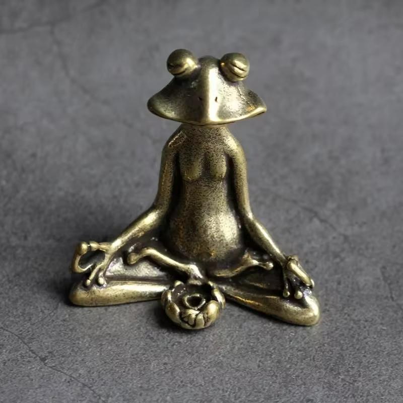 Meditation Zen Buddhist Frog Statue Animal Sculpture Incense Burner Frog Incense Stick Home Desk Decoration Tea Set Pet