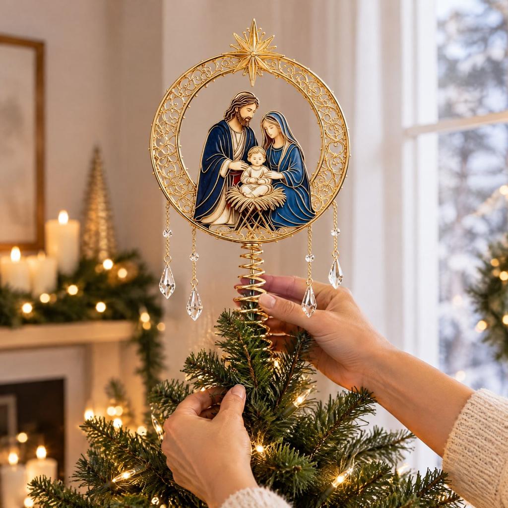 Christmas Tree Topper, , 2D Flat with Decorative Lights, Non- Holiday Decoration