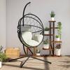 Vidaxl Cadeira de Suspensão tipo Casulo com Suporte, Bege, Rattan e Aço