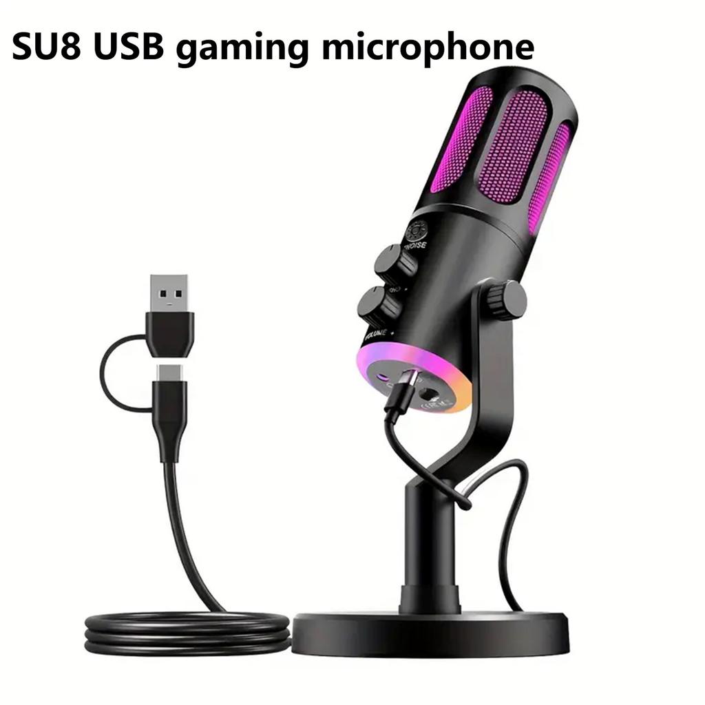 Game USB Microphone Desktop Microphone Condenser Podcast Compatible with PC Mobile Phone